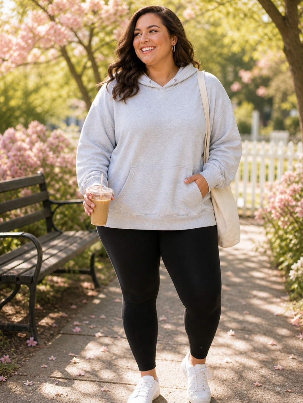 NovaSport Oversized Hoodie – Heathered White – Size 1XL (Plus Size)